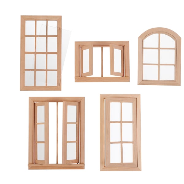 Puppenhaus Fenster, Puppenhaus Möbel, Holzminiaturen, Roombox Fenster, Möbel im Maßstab 1:12