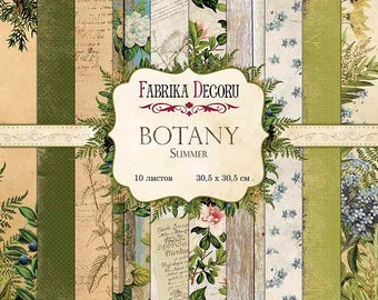 Botany Summer Scrapbook Paper Pad 12x12, Floral & Herb Prints
