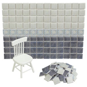 Dollhouse wall tiles, Miniature kitchen backsplash, 1:12 scale small square tiles, Doll house accessories, Checkered floor tile, 618