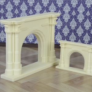 Cheminée de maison de poupée, meubles miniatures de maison de poupée, échelle 1:12, cheminée ornée de blanc, non peint