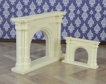 Caminetto in miniatura per casa delle bambole, scala 1:12, camino bianco decorato, mobili in miniatura non verniciati