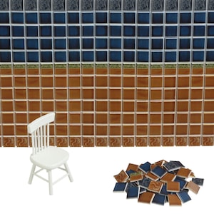 Dollhouse wall tiles, Miniature kitchen backsplash, 1:12 scale small square tiles, Doll house accessories, Checkered floor tile, 637