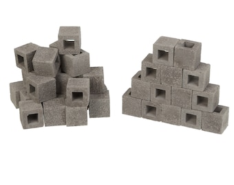 Miniaturowe pustaki żużlowe, cegły modelarskie w skali 1:12, kamienne ściany domków dla lalek