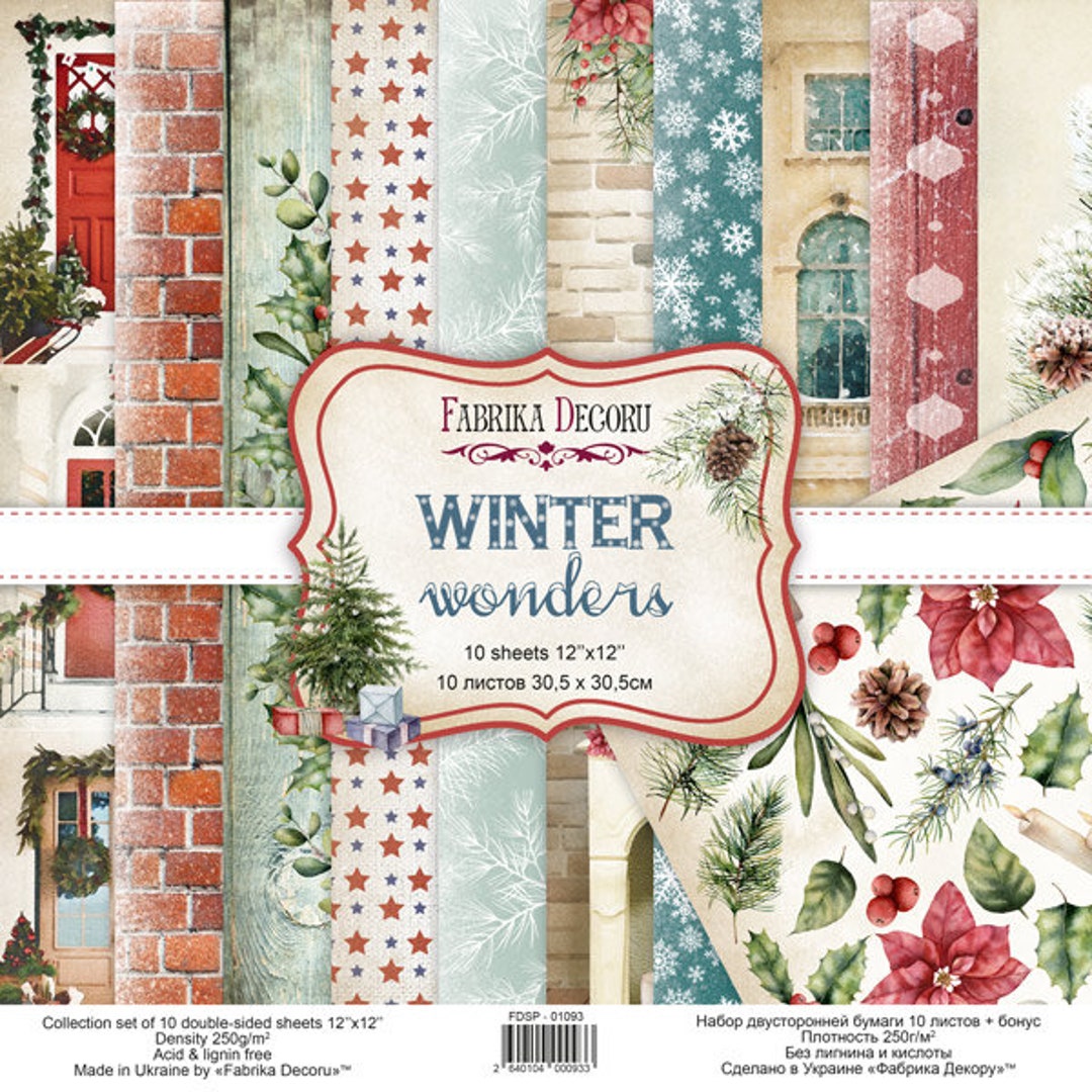 Christmas Scrapbook Paper 12x12 Kit Set of 24 Sheets Plus Paper Plus Wooden  Tags and Embellishments New Destash Winter Holidays 
