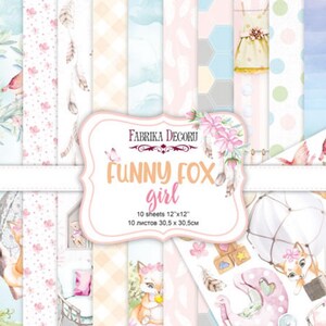 Scrapbook Paper/Scrapbook Paper Pack/Scrapbooking Paper Pad 12x12 8x8/Paper for Scrapbooking/FUNNY FOX GIRL/FDSP01105