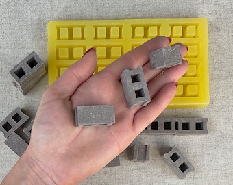 Silicone mold, Miniature Cinder Block Mold, 1:12 Scale, Mini bricks, Mold for bricks, Concrete bricks, Mini building blocks, 30017