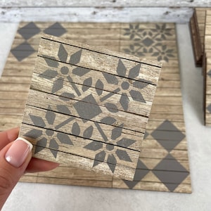 Dollhouse flooring, 1:12 Scale Miniature tile, Dollhouse accessories, Rustic Flooring, Patio Floor, Set of 9 tiles, Outdoor floor, 32_34