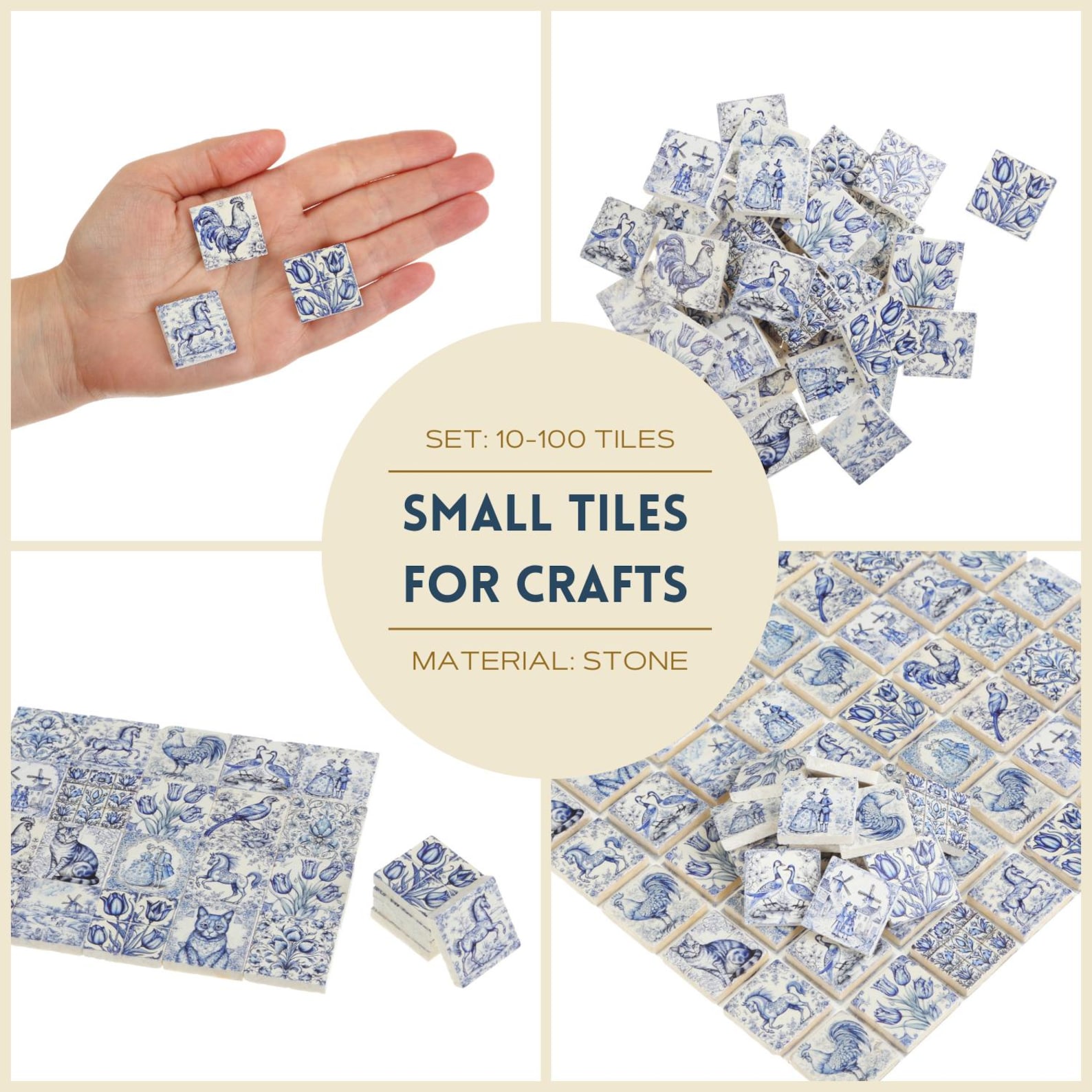 Tile Stone Mini Miniature Stone Tiles, Crafts Wall Mosaics, 1:12 Scale Small Square ...
