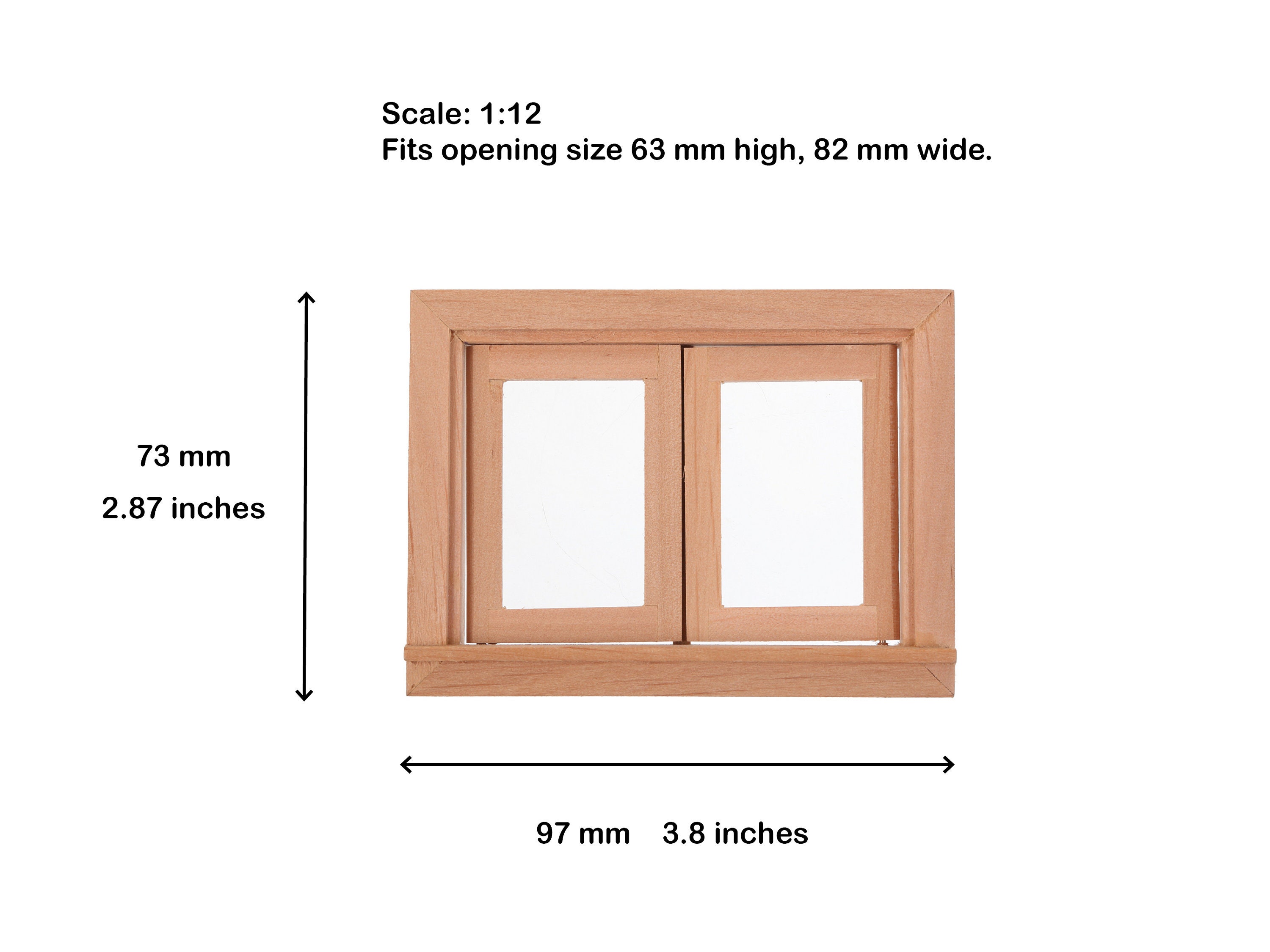 Dollhouse Miniature Wooden Windows, 1:12 Scale, Roombox Window Frames ...