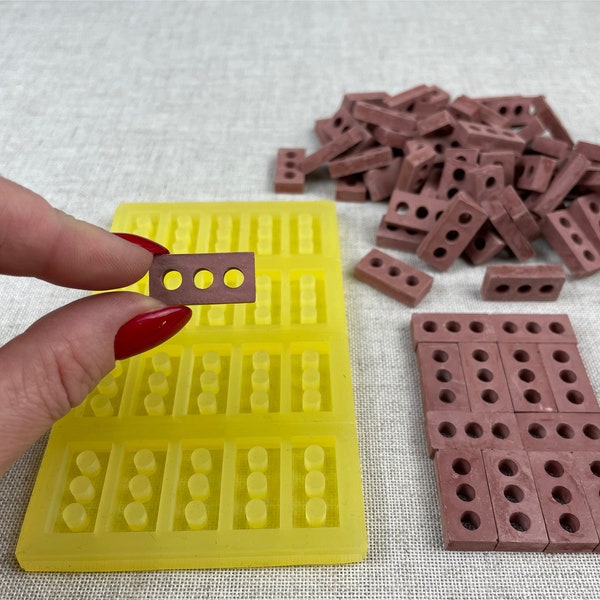 Silicone mold, Paving stones, Concrete bricks, Fairy garden, Miniature Cinder Block, Dollhouse accessories, Mini bricks, 20026