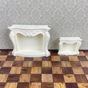 Cheminée de maison de poupée, meubles miniatures de maison de poupée, échelle 1:12, cheminée ornée de blanc, non peint