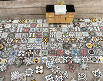 Dollhouse Tile Flooring, Miniature Ceramic Tiles for Realistic Floor, 1:12  Scale Small Square Tiles, Crafts Wall Mosaics, Tile Coaster, 120 