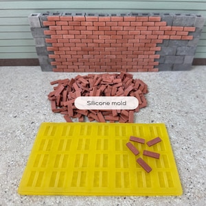 Silicone mold, Mini Bricks for Crafts, Tiny Bricks for Landscaping, Miniature Pavement Bricks, 1/12 Scale Dollhouse Accessories