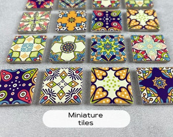 Crafts wall mosaics, Dollhouse Tile Flooring, Miniature Ceramic Tiles, 1:12 scale small square tiles, Farmhouse decor, Tile coaster, 136