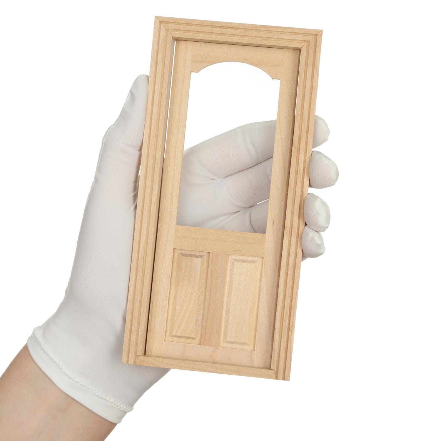 Porte en bois miniature pour maison de poupée : échelle 1/12, non peinte, 6 panneaux - France