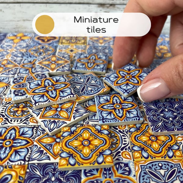 Crafts wall mosaics, Dollhouse Tile Flooring, Miniature Ceramic Tiles, 1:12 scale small square tiles, Farmhouse decor, Tile coaster, 6984