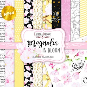 Scrapbook collage/Scrapbook Paper Pack/Scrapbooking Paper Pad 12x12 8x8/Paper for Scrapbooking/Magnolia in bloom/FDSP-01053