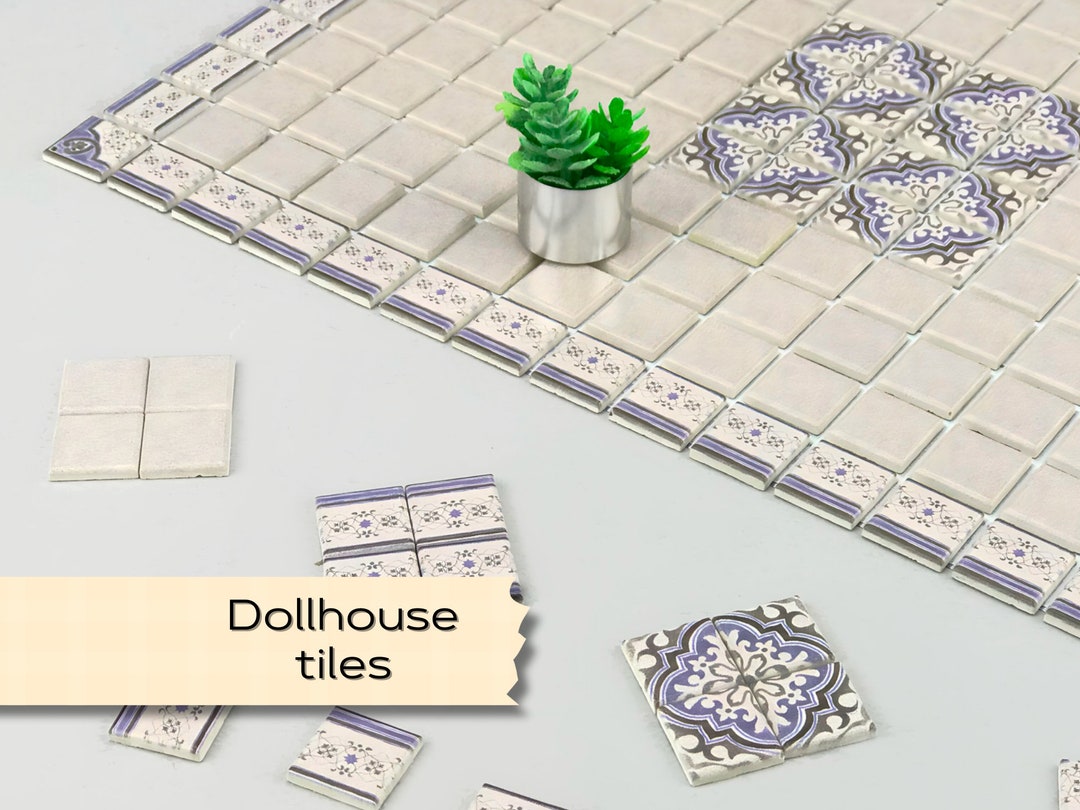 Dollhouse Tile Flooring, 112 Scale Small Square Tiles, Hobby Miniatures Floor Tiles, Victorian