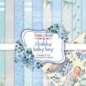 Scrapbook collage/Scrapbook Paper Pack/Scrapbooking Paper Pad 12x12 8x8/Paper for Scrapbooking/Shabby baby boy/FDSP-01075