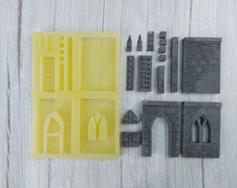 Gothic Temples Silicone Mold: DnD Miniature Terrain