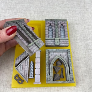 Gothic Temples Silicone Mold: DnD Miniature Terrain, Dungeon Wall