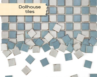 Dollhouse tile flooring, Hobby miniatures floor tiles, Antique checkerboard tiles, 1:12 scale small square tiles, Farmhouse Floor, 560