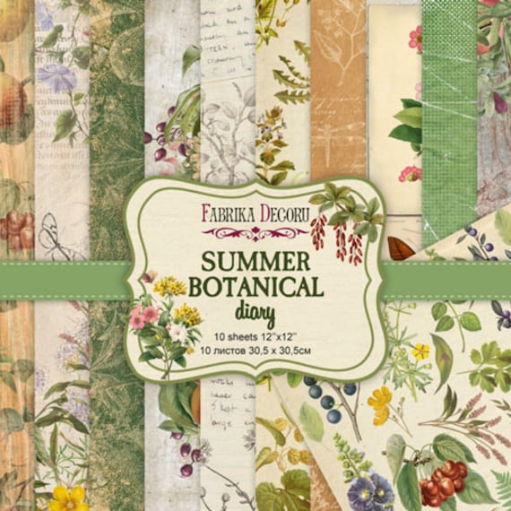 Scrapbook Paper scrapbook Paper Pack scrapbooking Paper Pad 12x12 8x8 non Digital paper for Scrapbooking summer Botanical Diary fdsp 01107 Etsy