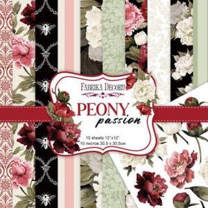 Scrapbook Paper/Scrapbook Paper Pack/Scrapbooking Paper Pad 12x12 8x8/NON DIGITAL/Paper for Scrapbooking/Peony passion/FDSP-01110