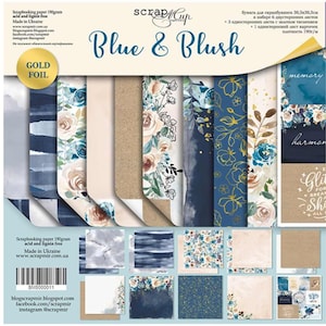 Papier pour scrapbooking/paquet de papier pour scrapbooking/bloc de papier pour scrapbooking 12 x 12 ou 8 x 8 x 8 cm/non numérique/papier pour scrapbooking/bleu et rose poudré/SM5000011