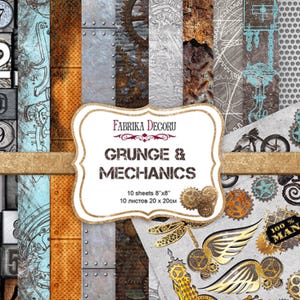 Patterned Cardstock/Scrapbook Paper Pack/Scrapbooking Paper Pad 12x12 8x8/Paper for Scrapbooking/Grunge&Mechanics/FDSP-02079