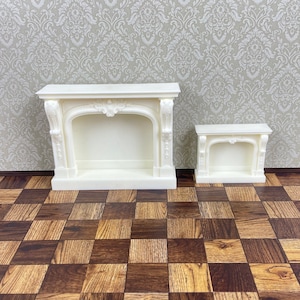 Cheminée de maison de poupée, meubles miniatures de maison de poupée, échelle 1:12, cheminée ornée de blanc, non peint