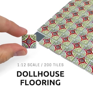 Dollhouse tile flooring, Miniature furniture, Green tiles, 1:12 scale small square tiles, Mini Spanish tile, Farmhouse Floor, 41