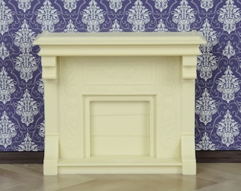 Dollhouse Fireplace, Dollhouse Miniature Furniture, 1:12 Scale, White Ornate Fireplace, Unpainted