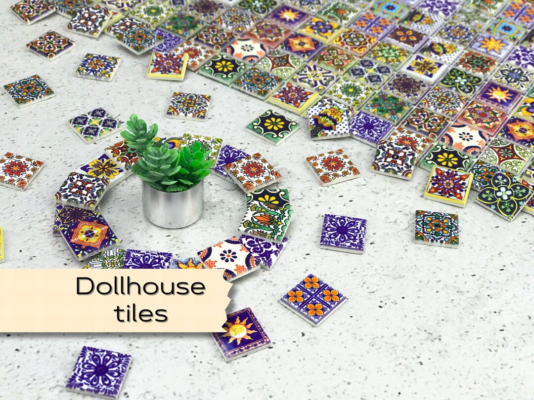Dollhouse Tile Flooring, Hobby Miniatures Floor Tiles, Mini Spanish Tiles, 112 Scale Small