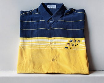 vintage 90S Pancaldi homme thème nautique polo en soie taille 40