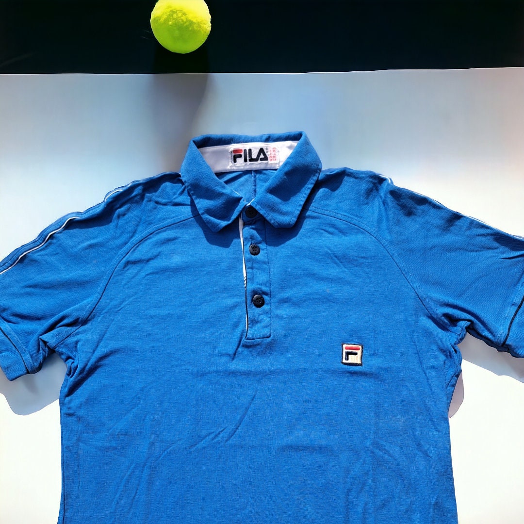 Fila Polo Tennis Vintage 80S Blue Embroidered Logo Casual Size S Etsy Ireland