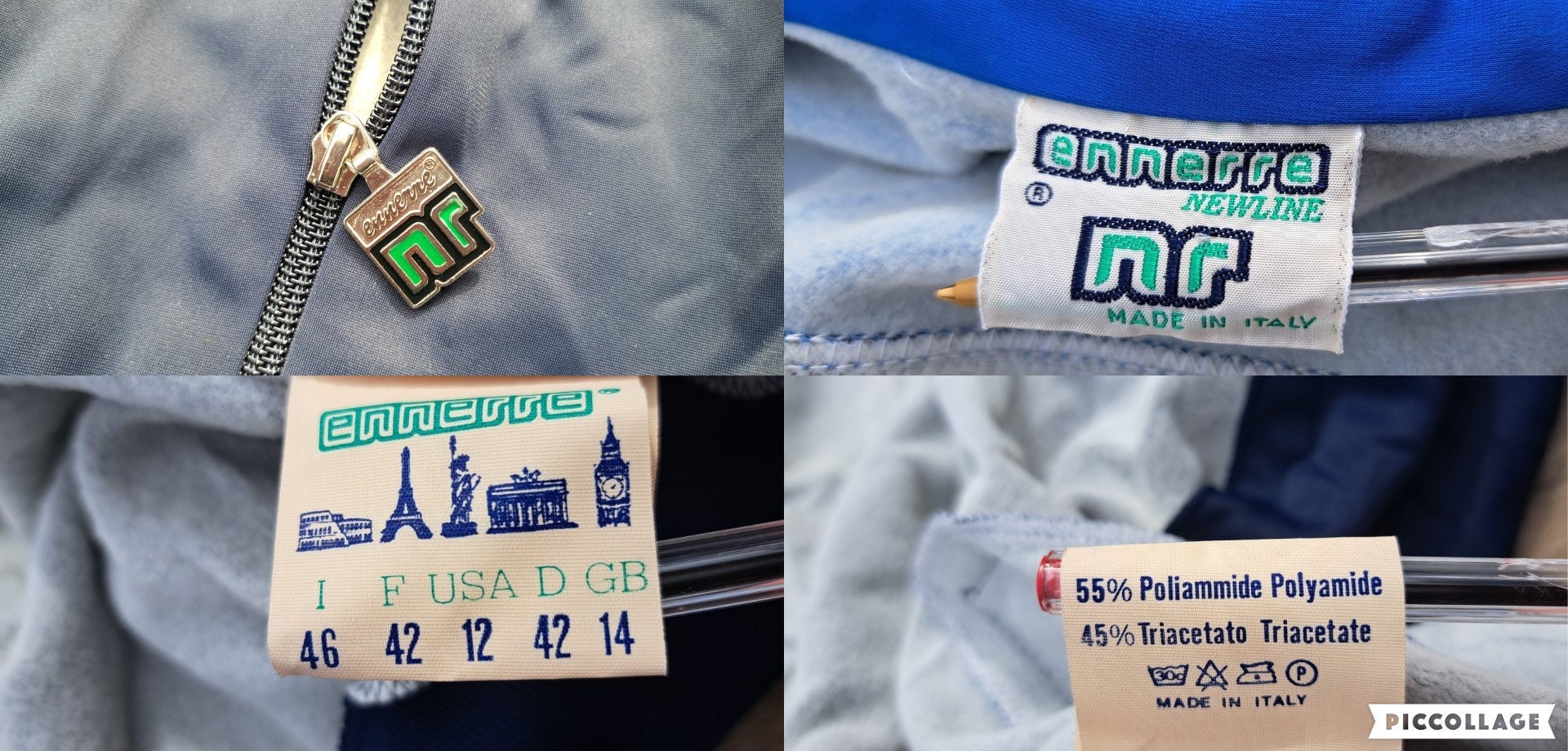 80s ENNERRE NR 8番 Made in Italy Vintage 80S NR Ennerre Blue Tracksuit With Logoed Side Bands in