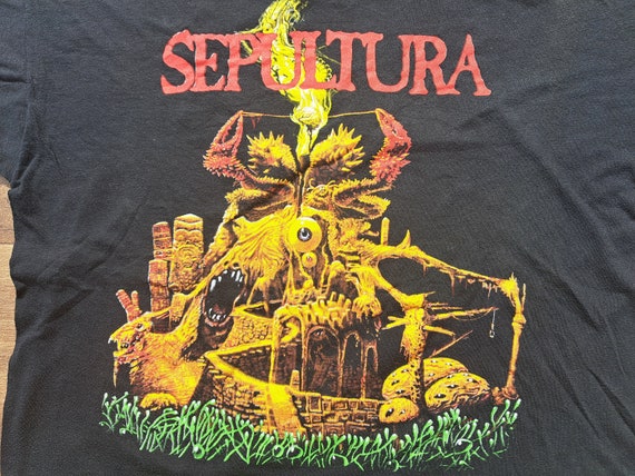 Vintage 90S Sepultura tshirt metal Third world po… - image 3