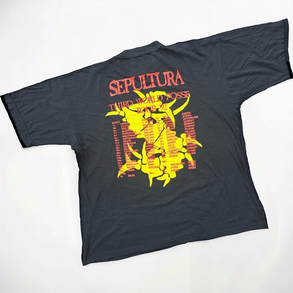 Vintage 90S Sepultura tshirt metal Third world po… - image 4