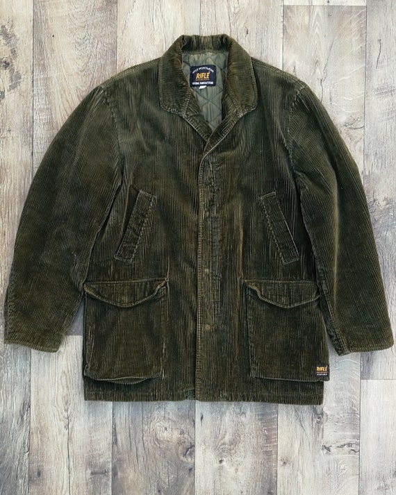 Vintage 90S Rifle jeans&Jacket men's green velvet