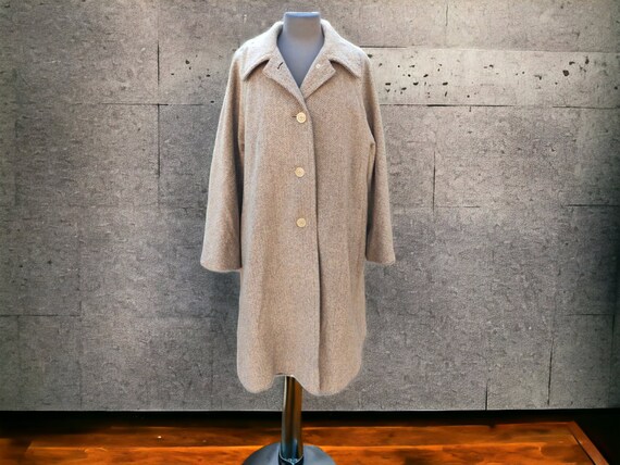 Vintage 80S Aquascutum of London Women's Beige Coat Angora Wool