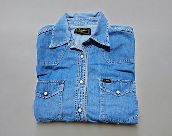 Vintage Lee women's western denim jeans shirt size L