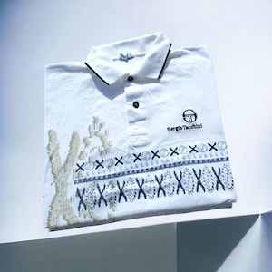 Vintage 90s Sergio Tacchini tennis polo 100% cotton Sergi Bruguera rare size M