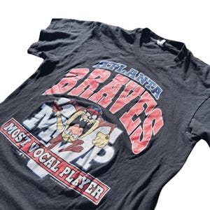 Sun Sportswear tshirt Atlanta Braves Baseball Looney Tunes Taz vintage 1992 fatta in Usa rara taglia L