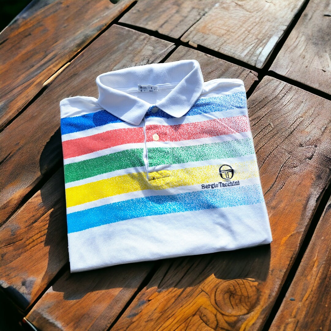 Vintage 80S Sergio Tacchini Tennis Polo Mats Wilander Tournament Lipton