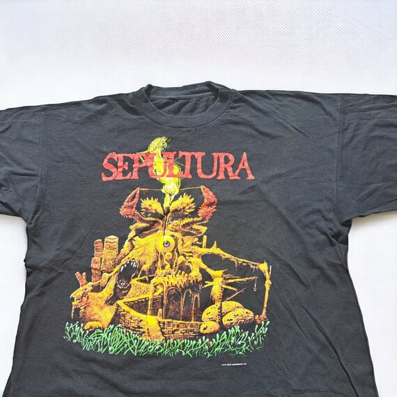 Vintage 90S Sepultura tshirt metal Third world po… - image 7