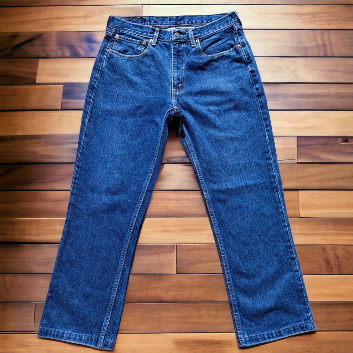 Levis 595 jeans blu fatto in Spagna vintage 90S taglia w.34 L.34 accorciato, foto 3 di 5