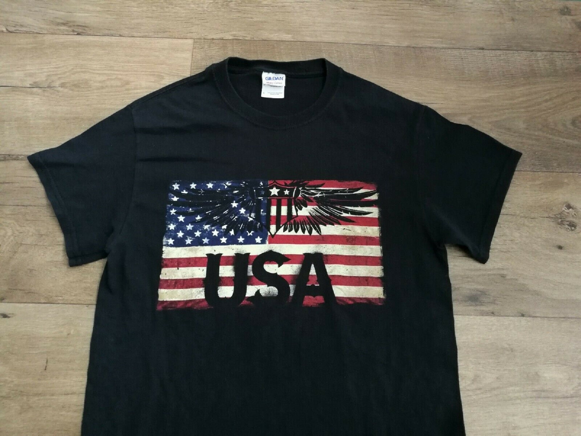 Gildan T-shirt Vintage 00s Usa Heavy Cotton Large Print Made in 