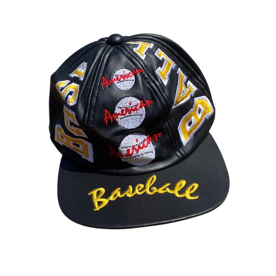 Hot Cap by Ekos cappello snapback pelle nero baseball vintage da collezione taglia unica regolabile
