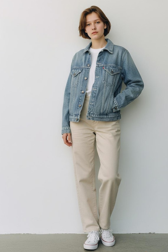 Vintage Plus + Giacca jeans donna con fodera rimovibile taglia presunta M